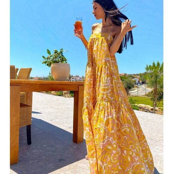 Mango Voluminous Maxi Ruffled Printed Dress - Picture 5 of 8